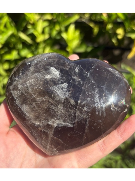 Other - 1.23 Pounds - Large Smoky Quartz Crystal Heart with Rainbow